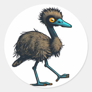 Endearing Emu Classic Round Sticker