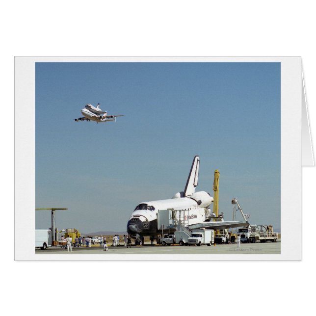 Endeavour on Runway with Columbia on SCA Overhea (Front Horizontal)