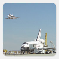 Endeavour on Runway with Columbia on SCA Overhea