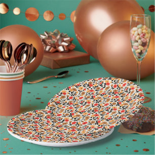 Endleaves of Art floral pattern Paper Plate