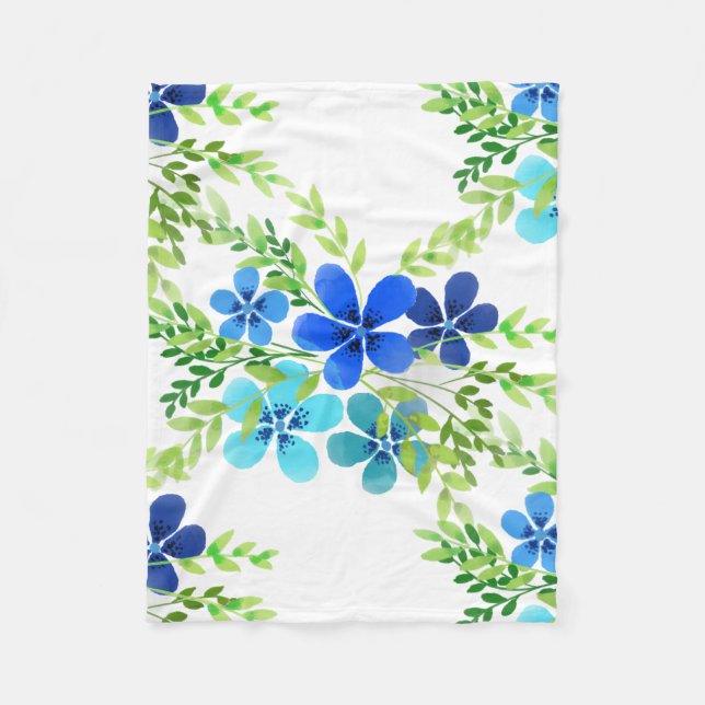 Endless Blue Forget Me Not Flowers Fleece Blanket (Front)