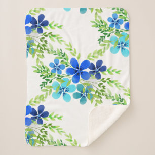 Endless Blue Forget Me Not Flowers Sherpa Blanket