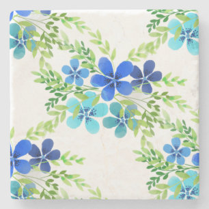 Endless Blue Forget Me Not Flowers Stone Coaster