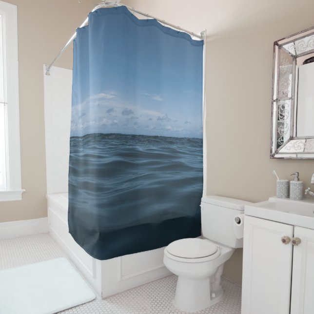 Endless Blue Ocean Waves 1 Shower Curtain (In Situ)