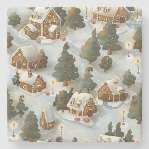 Endless Christmas Gingerbread Village Stone Coaster