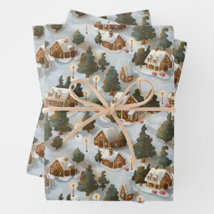 Endless Christmas Gingerbread Village Wrapping Paper Sheet