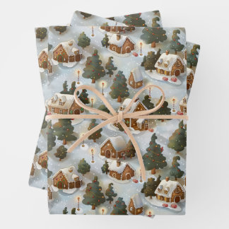 Endless Christmas Gingerbread Village Wrapping Paper Sheet