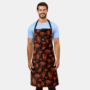 Endless footballs pattern fall sports monogrammed apron