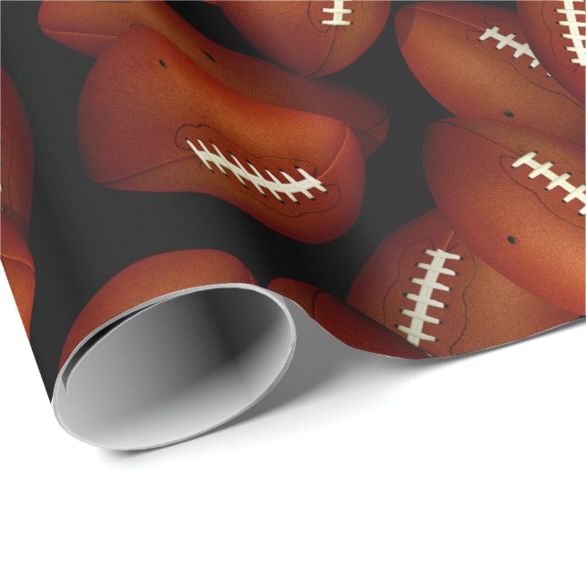 Endless footballs pattern fall sports wrapping paper (Roll Corner)