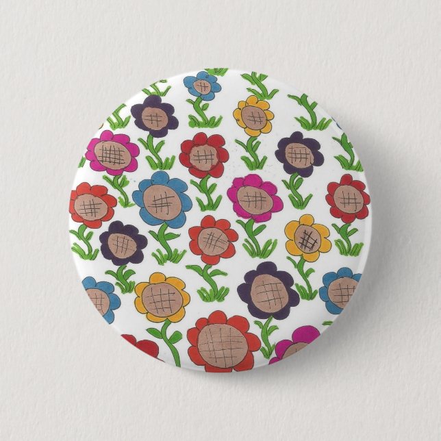 Endless Garden Flower Pattern Art 6 Cm Round Badge (Front)