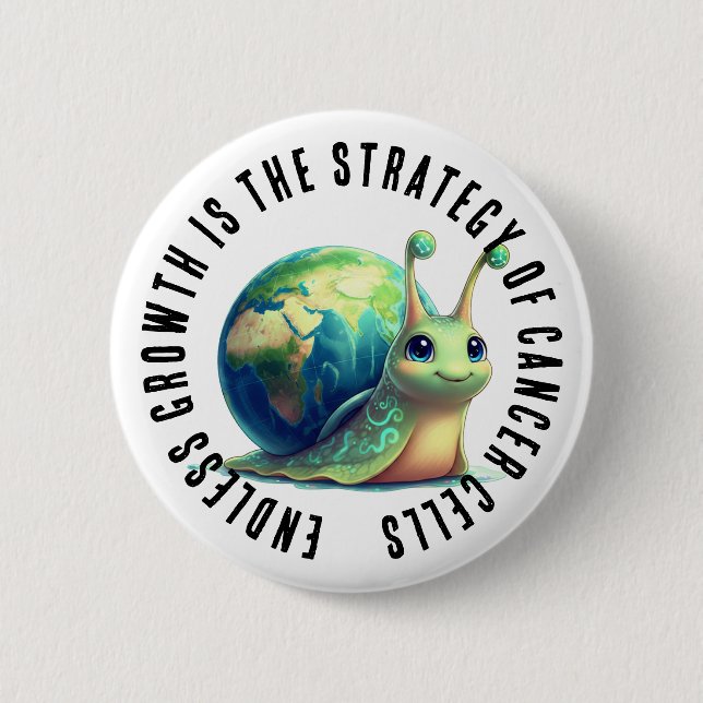 Endless Growth Is Strategy of Cancer Cells Snail 6 Cm Round Badge (Front)