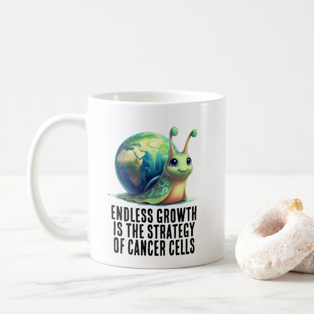 Endless Growth Is Strategy of Cancer Cells Snail Coffee Mug (With Donut)