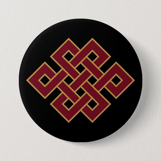 Endless Knot Buddhist Auspicious Symbol 7.5 Cm Round Badge (Front)