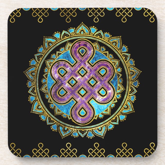 Endless Knot in Mandala Lotus shape Coaster (Front)