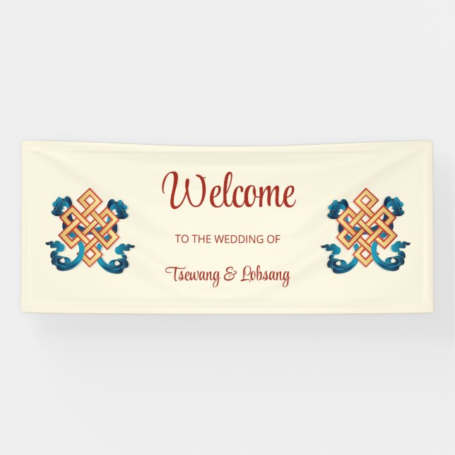 Endless Knot Tibetan Wedding Banner (Horizontal)