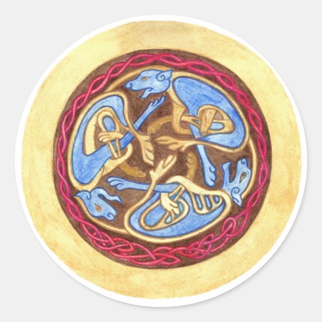  Endless knot with animals   Classic Round Sticker (Front)
