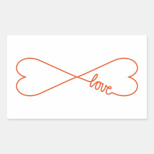 Endless love, heart shaped infinity sign rectangular sticker