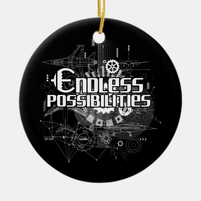 Endless Possibilities Aircraft Blueprint Engineer Ceramic Tree Decoration (Front)