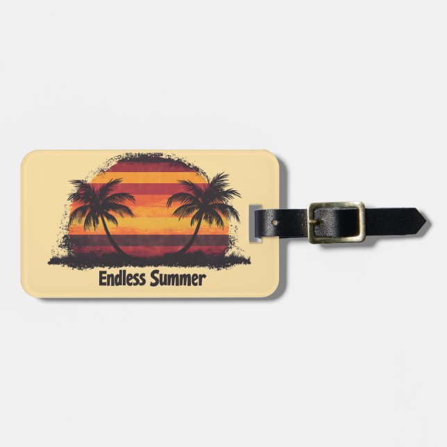 Endless Retro Summer Sunset Design Luggage Tag (Front Horizontal)