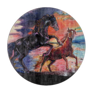 Endless Sky Watercolor Horses  Cutting Board