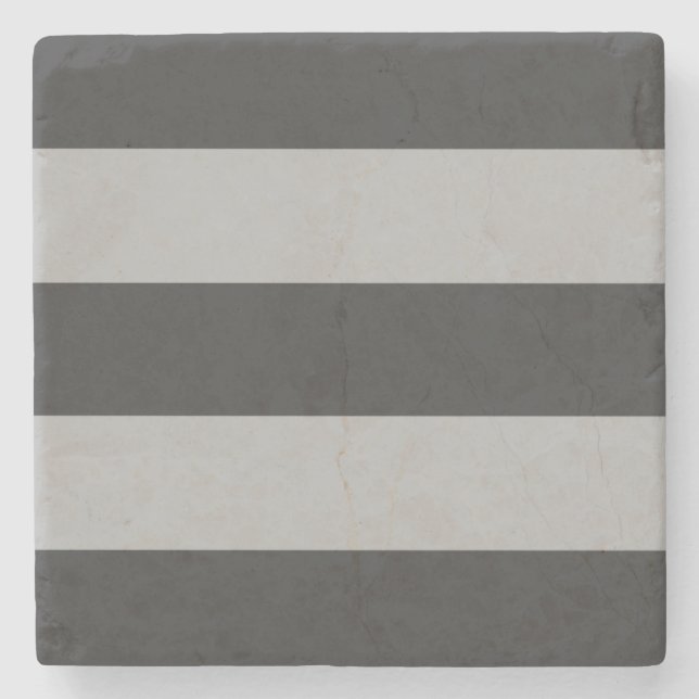 Endless Stripes Elegant Greyscale Stone Coaster (Front)