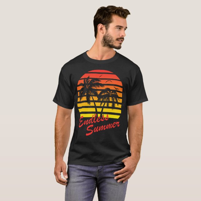 Endless Summer 80s Tropical Sunset T-Shirt (Front Full)