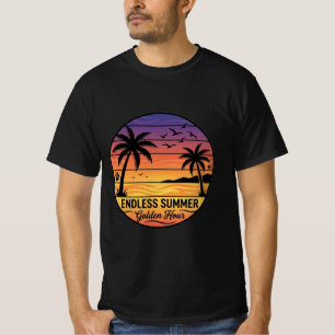 Endless Summer Retro Sunset Beach Palm T-Shirt