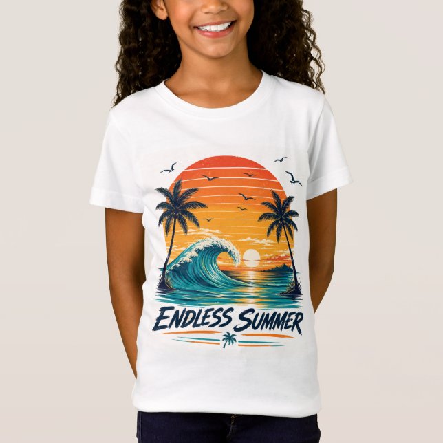 Endless Summer | Retro Tropical Sunset Beach T-Shirt (Front)