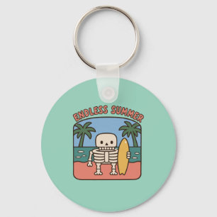 Endless Summer Surfing Skeleton Retro Beach Nostal Key Ring