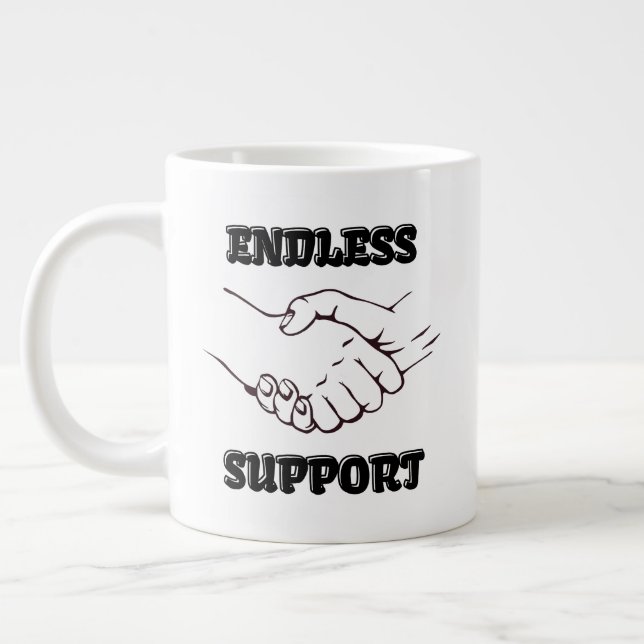 Endless Support – Handshake Symbol of Unity & Trus Large Coffee Mug (Left)