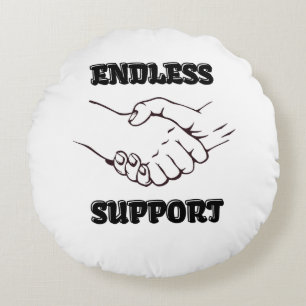 Endless Support – Handshake Symbol of Unity & Trus Round Cushion