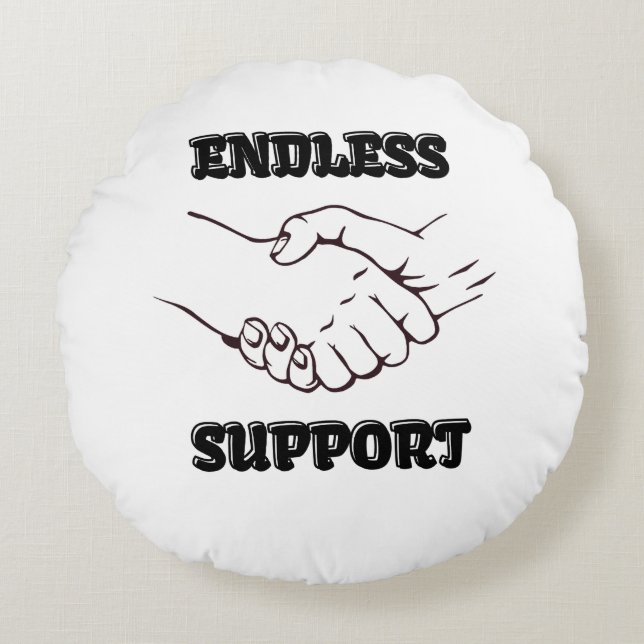 Endless Support – Handshake Symbol of Unity & Trus Round Cushion (Front)