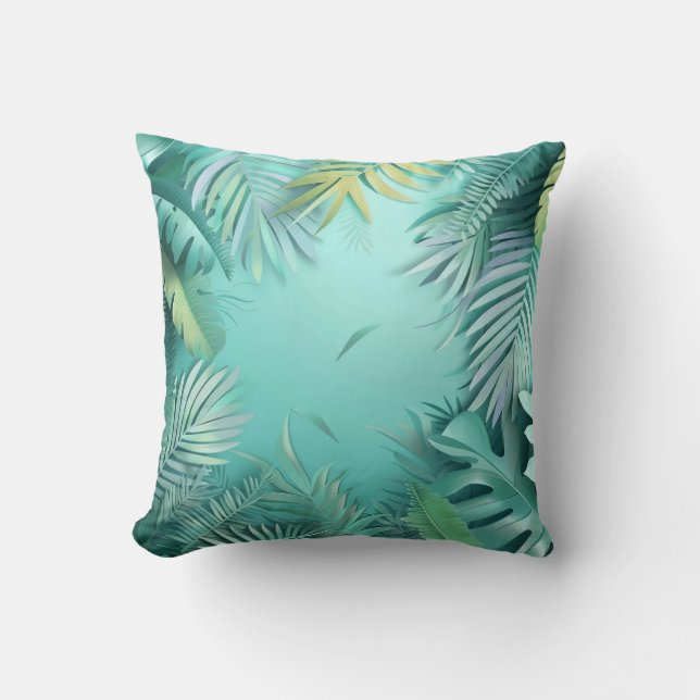 Endless Tropical Leaf Pattern Cushion (Front)