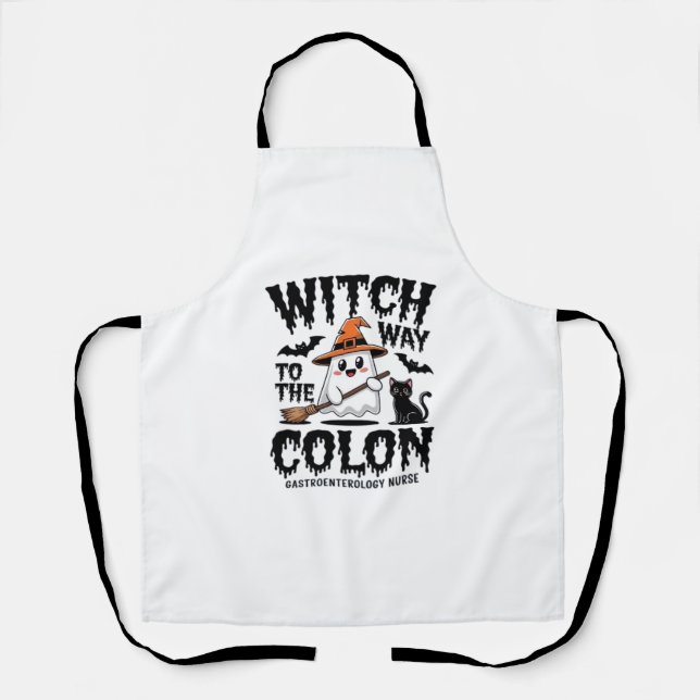 Endo Nurse Halloween Gastrointestinal Nurse Ghost  Apron (Front)