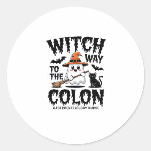 Endo Nurse Halloween Gastrointestinal Nurse Ghost  Classic Round Sticker