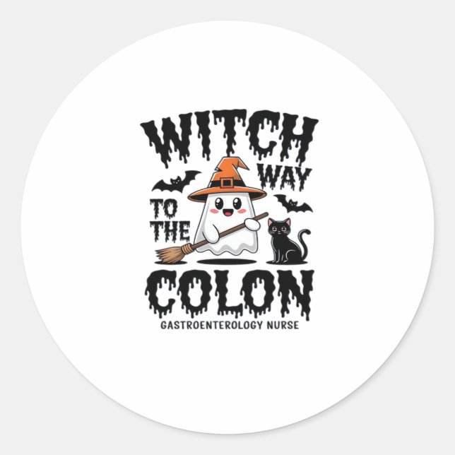 Endo Nurse Halloween Gastrointestinal Nurse Ghost  Classic Round Sticker (Front)