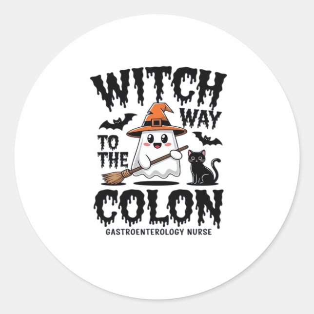 Endo Nurse Halloween Gastrointestinal Nurse Ghost  Classic Round Sticker (Front)