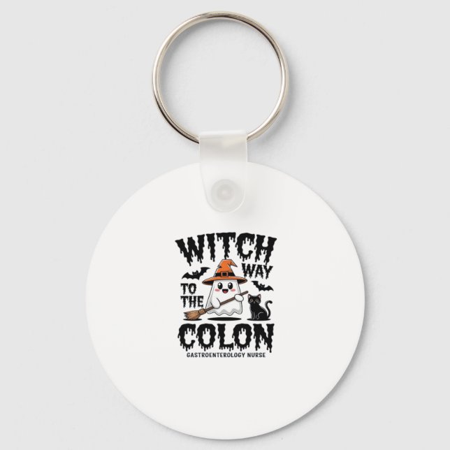 Endo Nurse Halloween Gastrointestinal Nurse Ghost  Key Ring (Front)