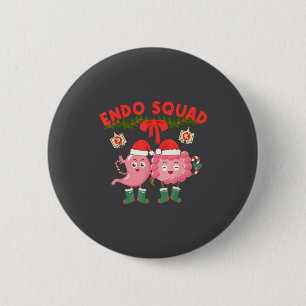 Endo Squad Nurse Stomach Santa Hat Endoscopy Tech 6 Cm Round Badge