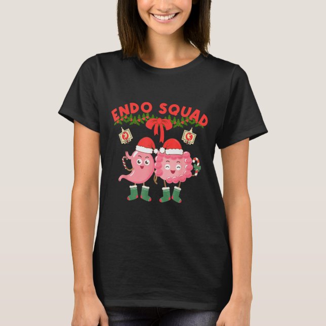 Endo Squad Nurse Stomach Santa Hat Endoscopy Tech  T-Shirt (Front)