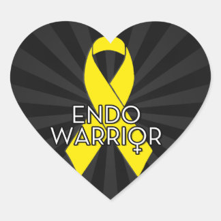 Endo Warrior Endometriosis Awareness Yellow Ribbon Heart Sticker