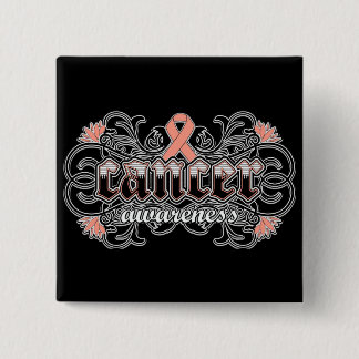 Endometrial Cancer Awareness Floral Ornamental 15 Cm Square Badge