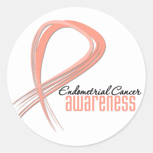Endometrial Cancer Awareness Grunge Ribbon Classic Round Sticker