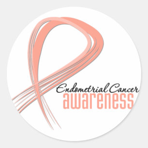 Endometrial Cancer Awareness Grunge Ribbon Classic Round Sticker