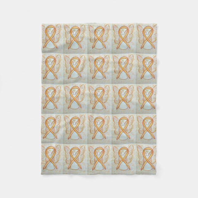Endometrial Cancer Awareness Ribbon Soft Blankets (Front)
