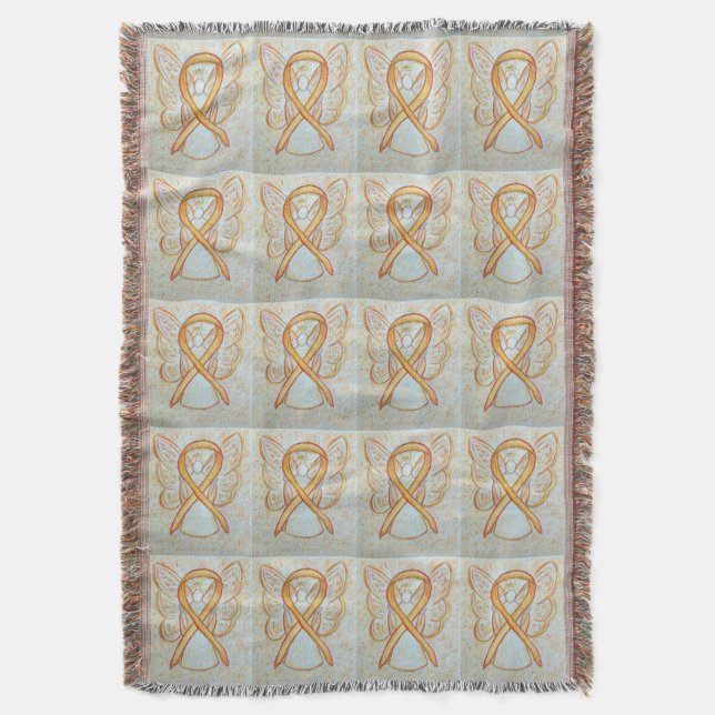 Endometrial Cancer Awareness Ribbon Throw Blankets (Front Vertical)