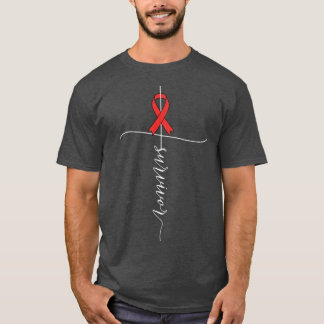 Endometrial Cancer Awareness Survivor Peach Ribbon T-Shirt