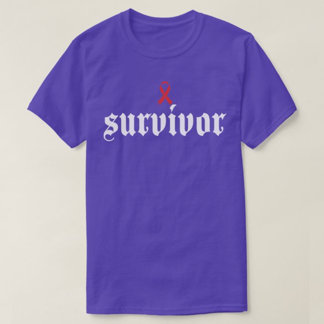 Endometrial Cancer Awareness Survivor Peach Ribbon T-Shirt (Design Front)