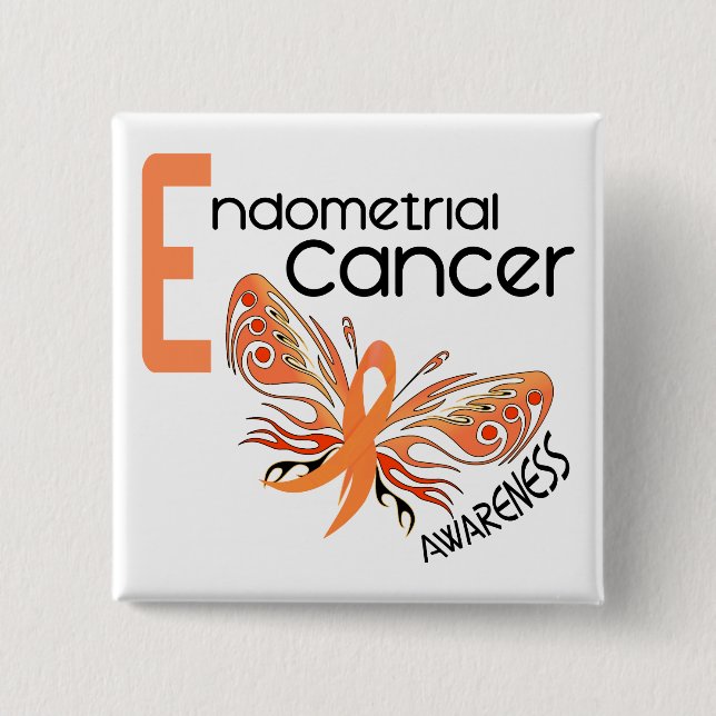 Endometrial Cancer BUTTERFLY 3.1 15 Cm Square Badge (Front)