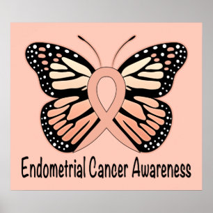 Endometrial Cancer Butterfly Awareness Ribbon Poster